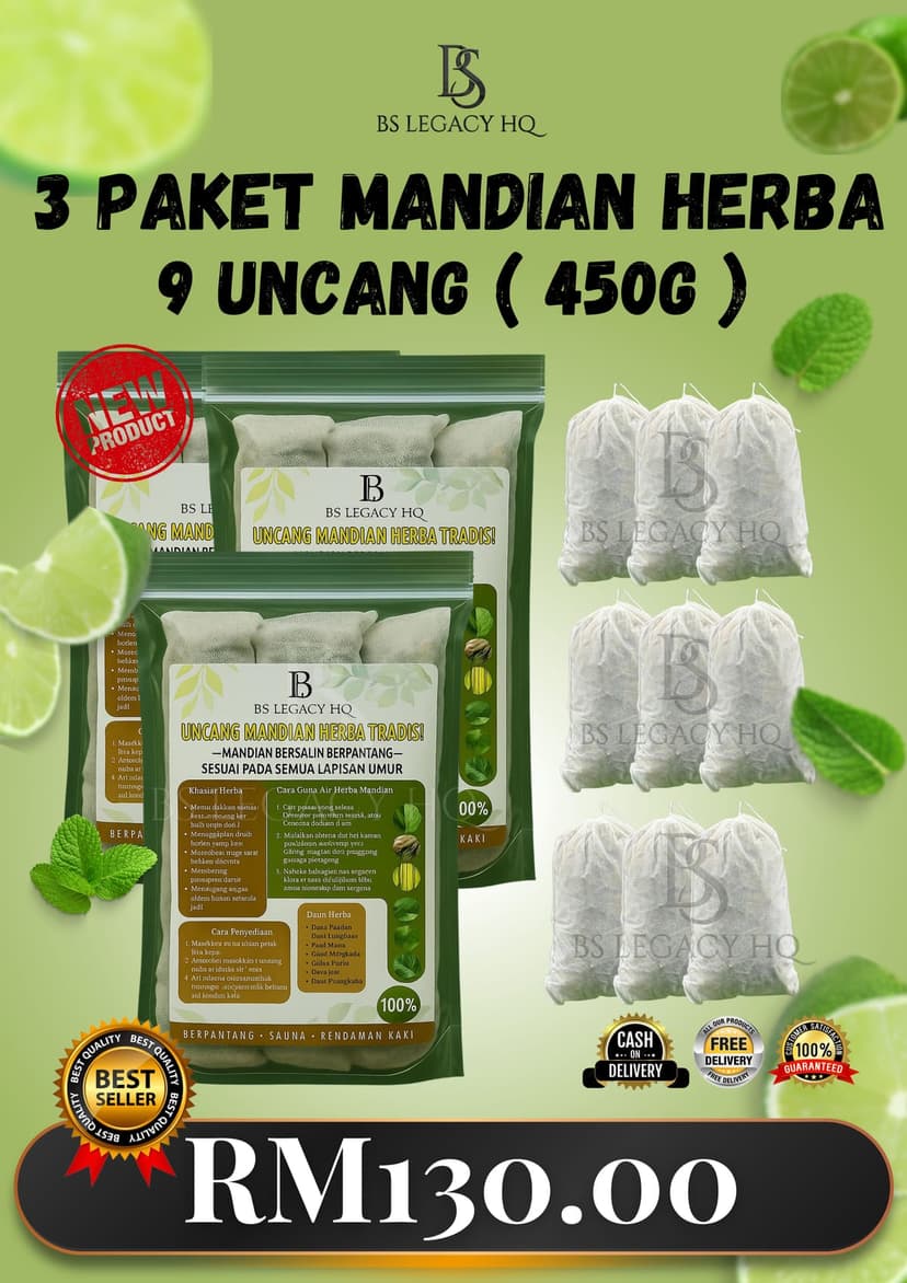 3 Paket Mandian Herba + 1 Percuma